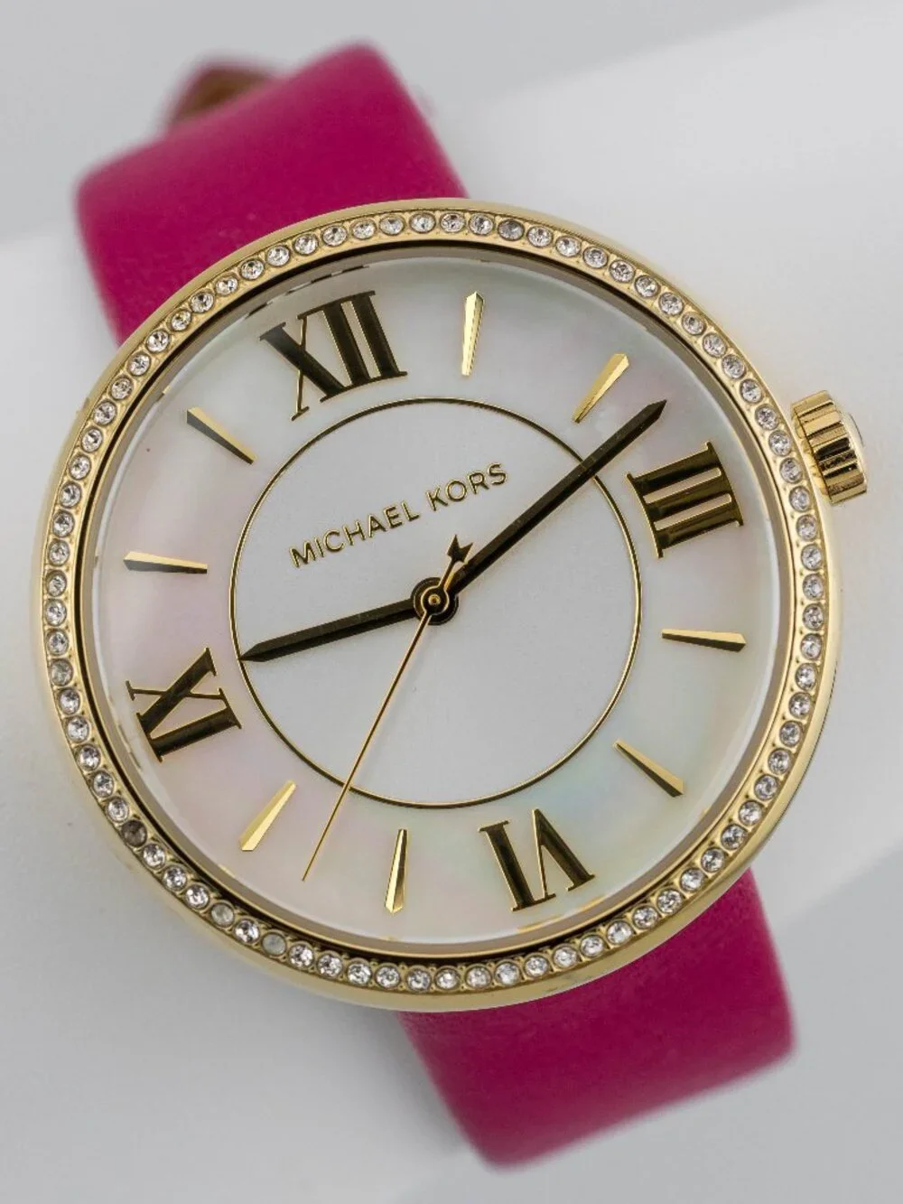 Michael Kors MK-2684 Genuine Leather Band Quartz Analog Women's Watch New Batter
